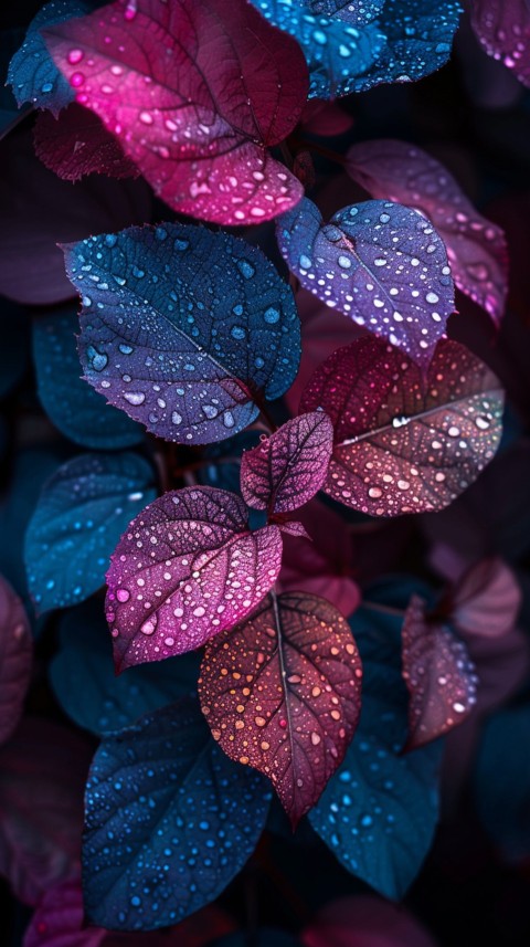 Colorful Leaves with Water Droplets Aesthetic Nature (216)