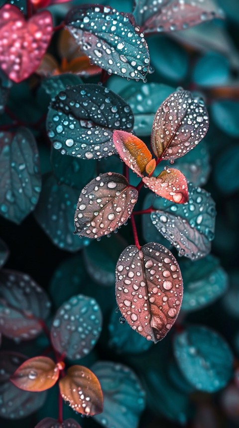 Colorful Leaves with Water Droplets Aesthetic Nature (221)