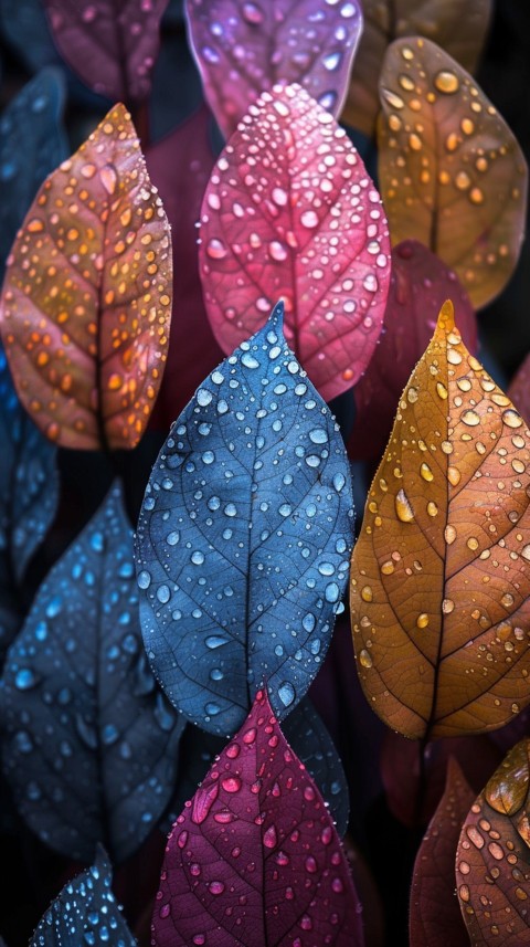 Colorful Leaves with Water Droplets Aesthetic Nature (204)