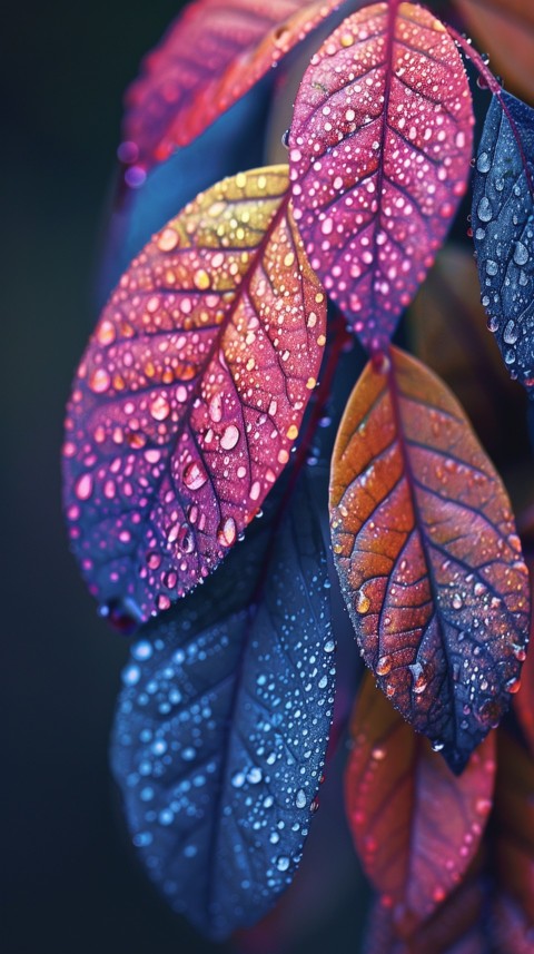 Colorful Leaves with Water Droplets Aesthetic Nature (207)