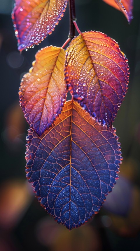 Colorful Leaves with Water Droplets Aesthetic Nature (205)