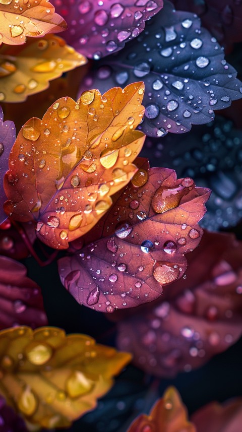 Colorful Leaves with Water Droplets Aesthetic Nature (220)