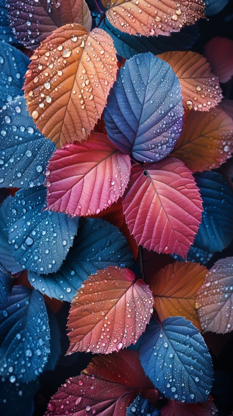 Colorful Leaves with Water Droplets Aesthetic Nature (212)