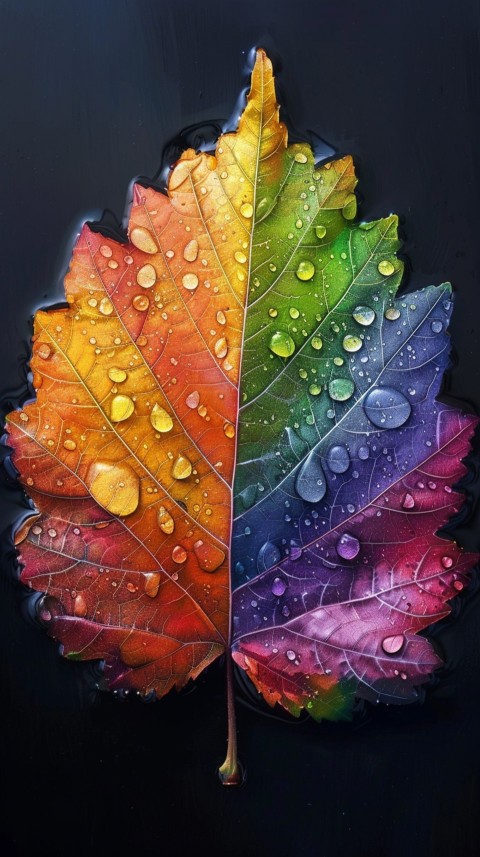 Colorful Leaves with Water Droplets Aesthetic Nature (231)