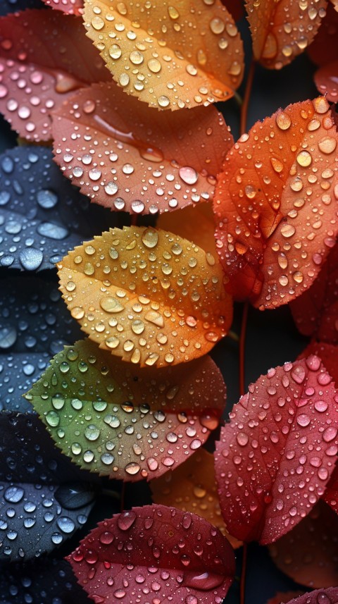 Colorful Leaves with Water Droplets Aesthetic Nature (229)
