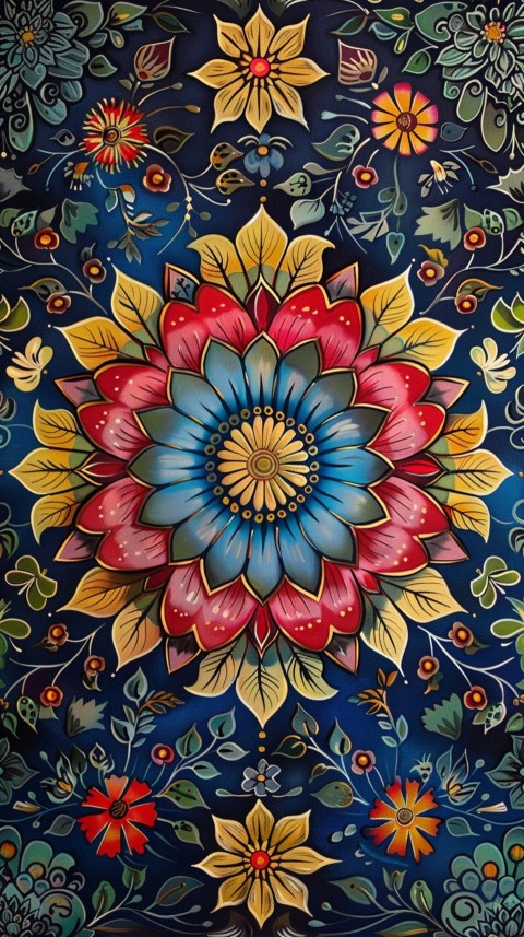 Mandala Style Aesthetic Art Colorful Flower Design Pattern (2)