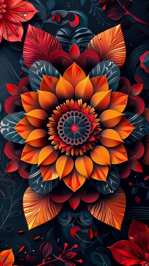 Mandala Style Aesthetic Art Colorful Flower Design Pattern (41)