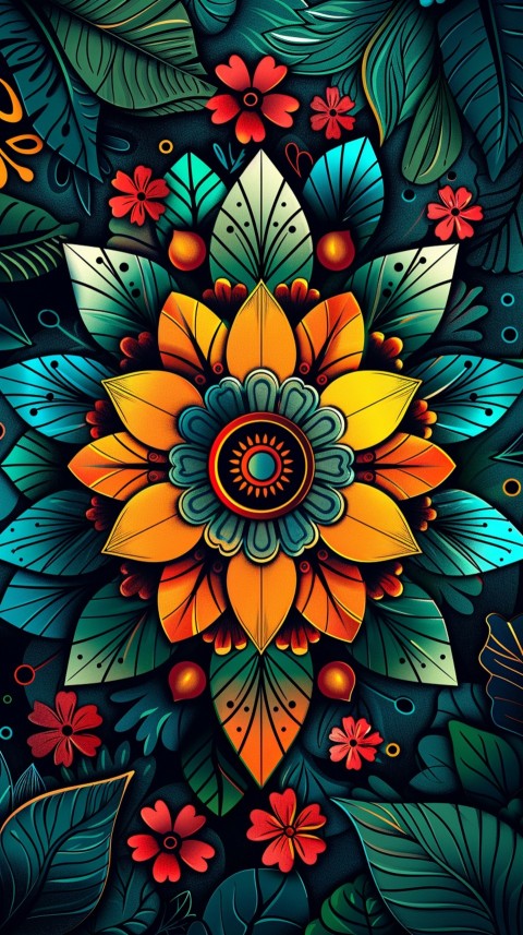 Mandala Style Aesthetic Art Colorful Flower Design Pattern (47)