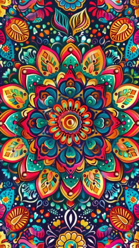Mandala Style Aesthetic Art Colorful Flower Design Pattern (37)