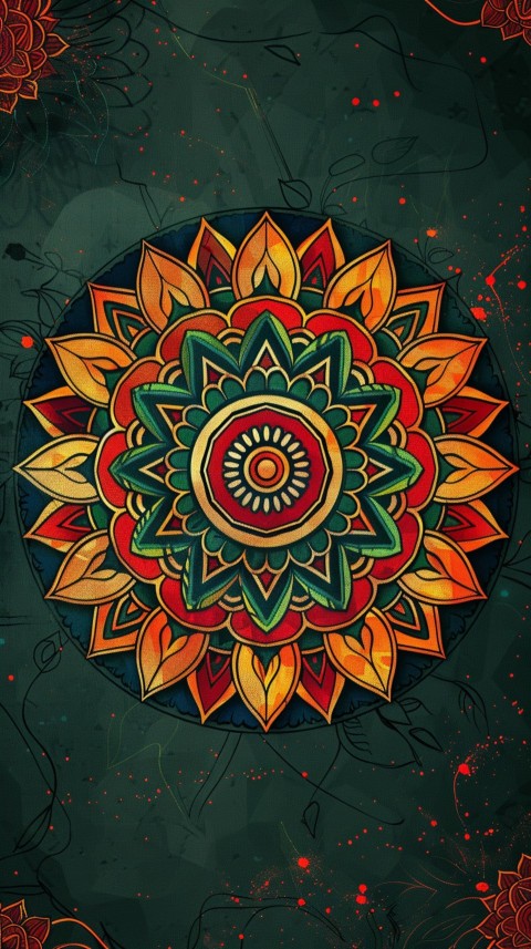 Mandala Style Aesthetic Art Colorful Flower Design Pattern (31)