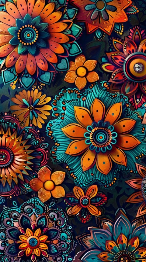 Mandala Style Aesthetic Art Colorful Flower Design Pattern (36)