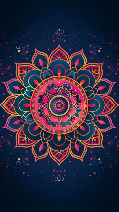 Mandala Style Aesthetic Art Colorful Flower Design Pattern (88)