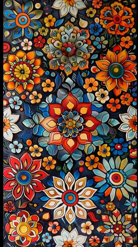 Mandala Style Aesthetic Art Colorful Flower Design Pattern (96)