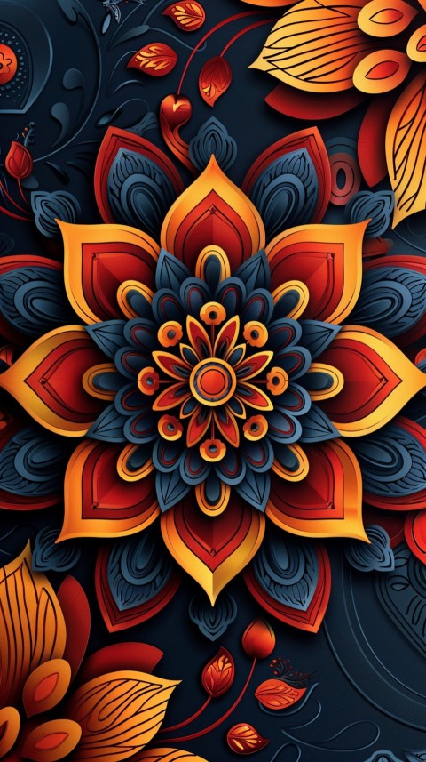 Mandala Style Aesthetic Art Colorful Flower Design Pattern (60)