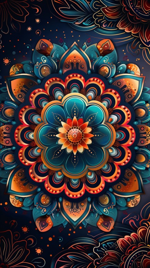 Mandala Style Aesthetic Art Colorful Flower Design Pattern (63)