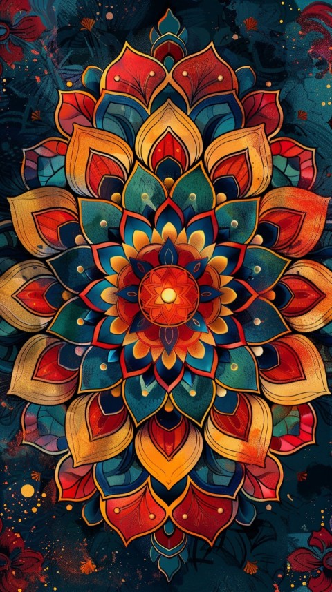 Mandala Style Aesthetic Art Colorful Flower Design Pattern (79)