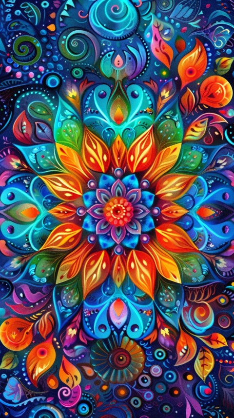 Mandala Style Aesthetic Art Colorful Flower Design Pattern (99)
