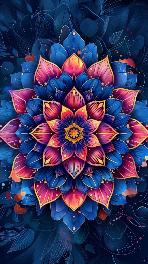 Mandala Style Aesthetic Art Colorful Flower Design Pattern (67)
