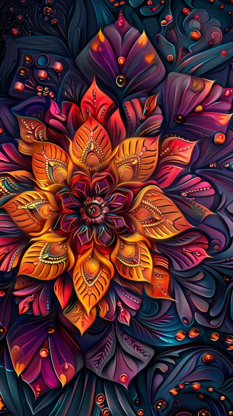 Mandala Style Aesthetic Art Colorful Flower Design Pattern (76)