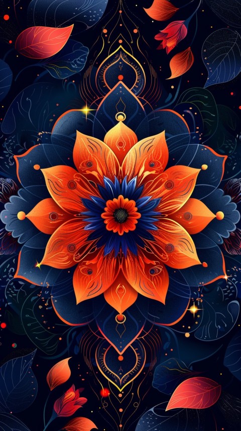 Mandala Style Aesthetic Art Colorful Flower Design Pattern (125)