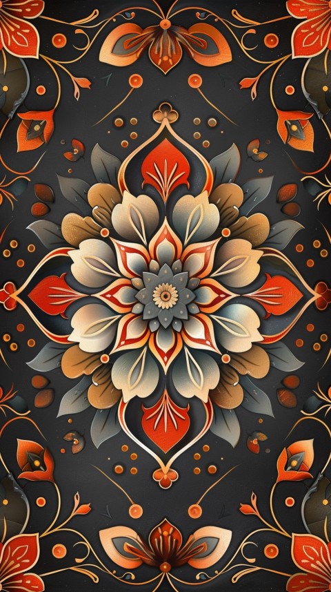 Mandala Style Aesthetic Art Colorful Flower Design Pattern (149)
