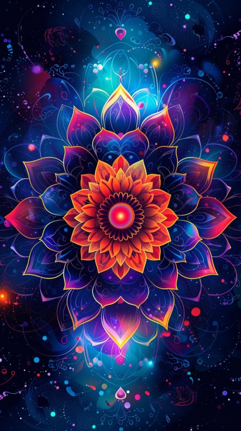 Mandala Style Aesthetic Art Colorful Flower Design Pattern (128)