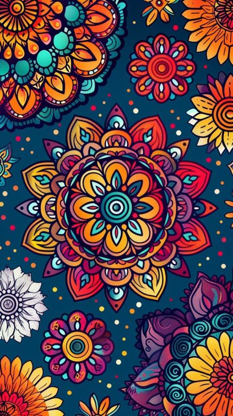 Mandala Style Aesthetic Art Colorful Flower Design Pattern (119)