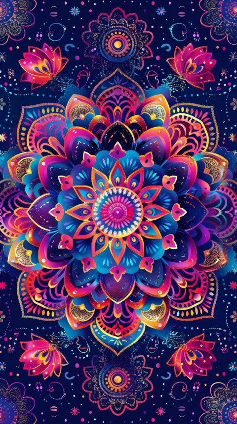 Mandala Style Aesthetic Art Colorful Flower Design Pattern (132)