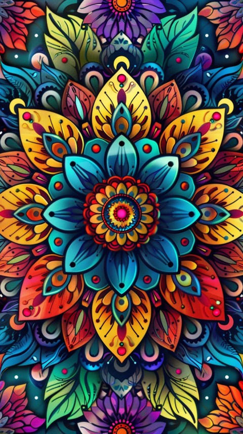 Mandala Style Aesthetic Art Colorful Flower Design Pattern (141)