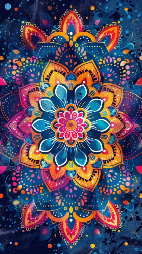 Mandala Style Aesthetic Art Colorful Flower Design Pattern (121)