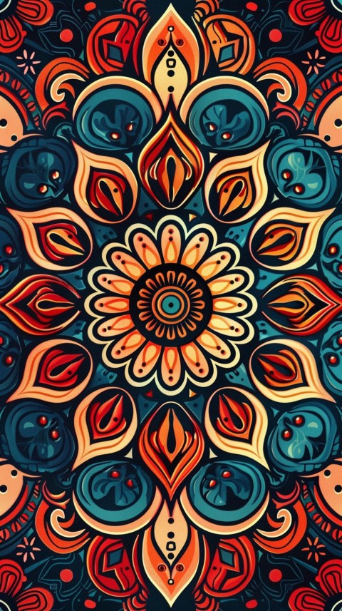 Mandala Style Aesthetic Art Colorful Flower Design Pattern (111)
