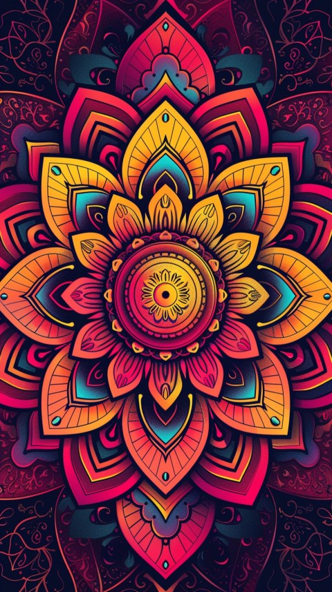 Mandala Style Aesthetic Art Colorful Flower Design Pattern (135)