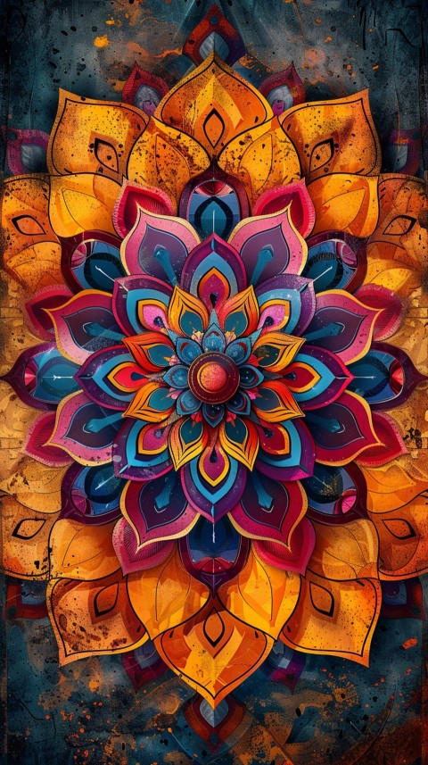 Mandala Style Aesthetic Art Colorful Flower Design Pattern (140)