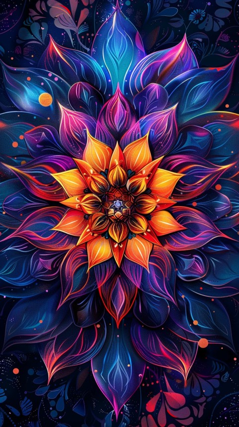 Mandala Style Aesthetic Art Colorful Flower Design Pattern (159)