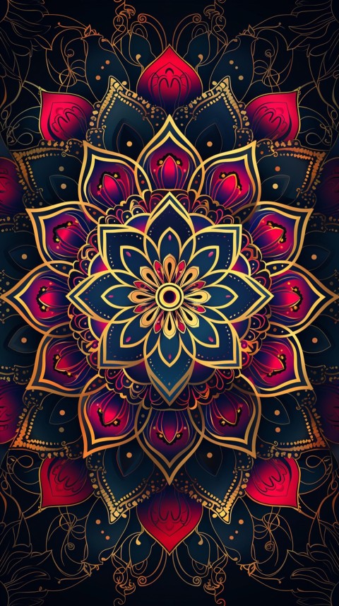 Mandala Style Aesthetic Art Colorful Flower Design Pattern (192)