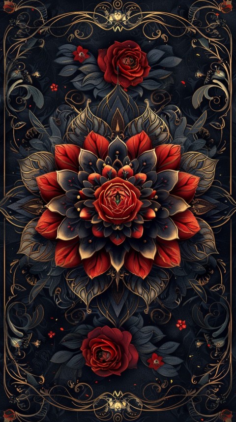 Mandala Style Aesthetic Art Colorful Flower Design Pattern (198)