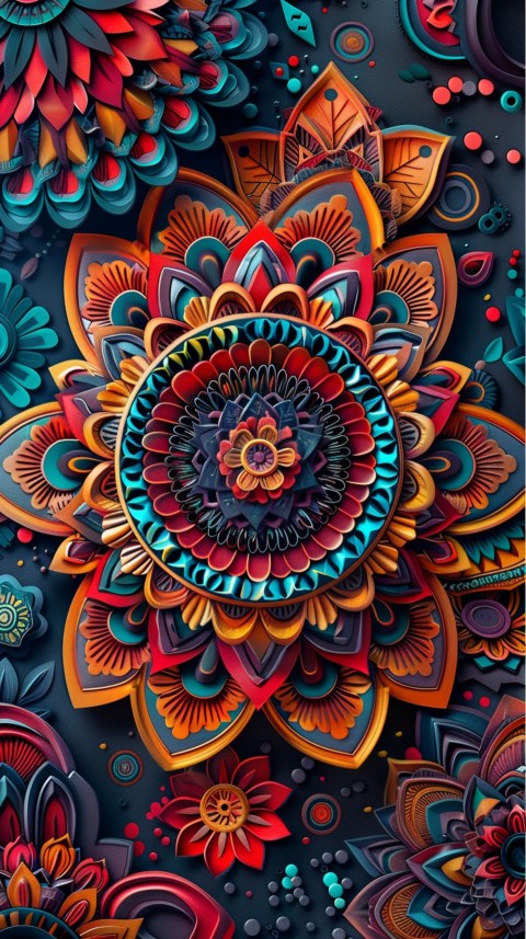 Mandala Style Aesthetic Art Colorful Flower Design Pattern (193)