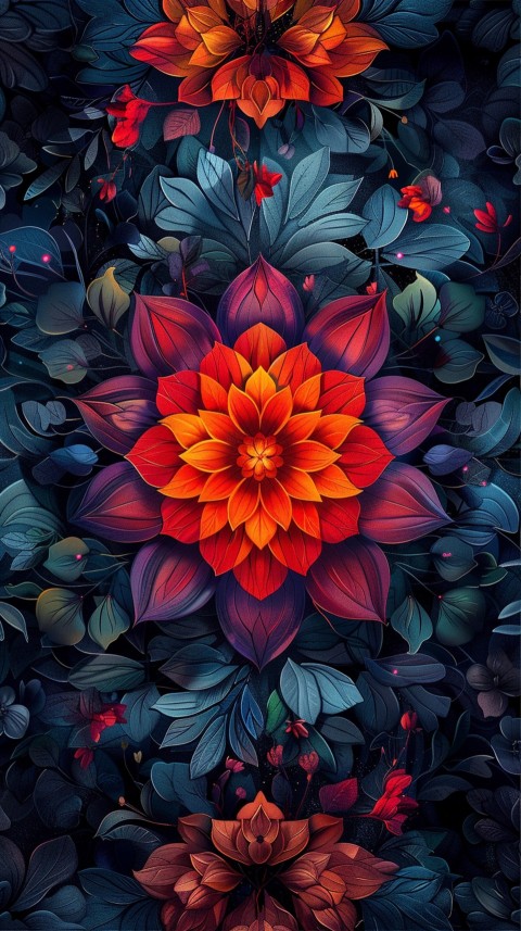 Mandala Style Aesthetic Art Colorful Flower Design Pattern (177)