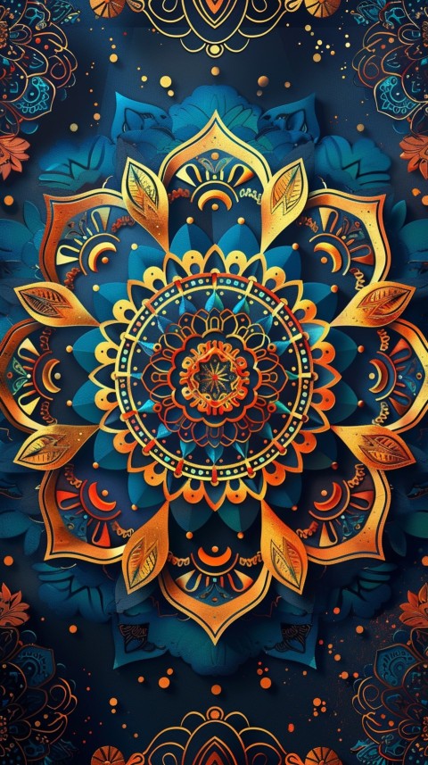Mandala Style Aesthetic Art Colorful Flower Design Pattern (163)