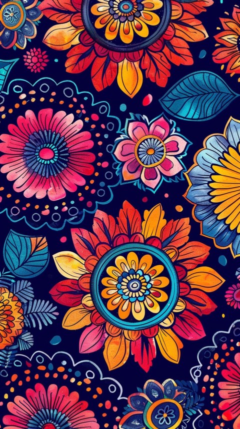 Mandala Style Aesthetic Art Colorful Flower Design Pattern (164)