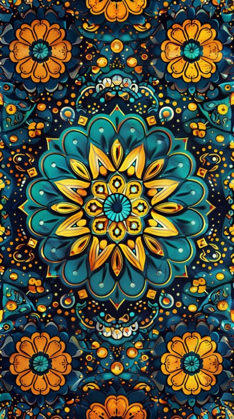 Mandala Style Aesthetic Art Colorful Flower Design Pattern (197)