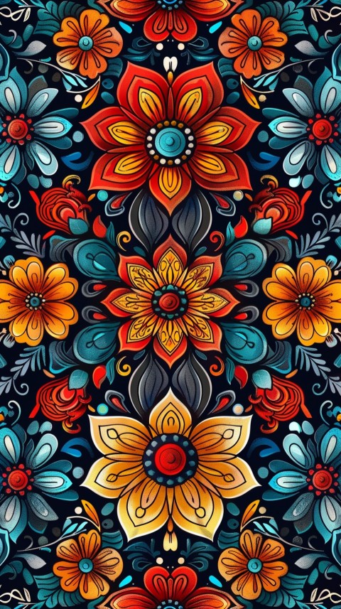 Mandala Style Aesthetic Art Colorful Flower Design Pattern (156)