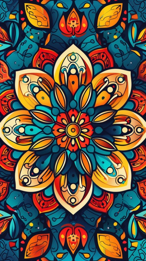 Mandala Style Aesthetic Art Colorful Flower Design Pattern (174)