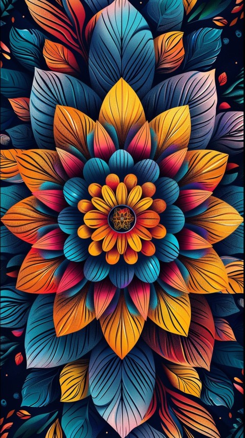 Mandala Style Aesthetic Art Colorful Flower Design Pattern (173)