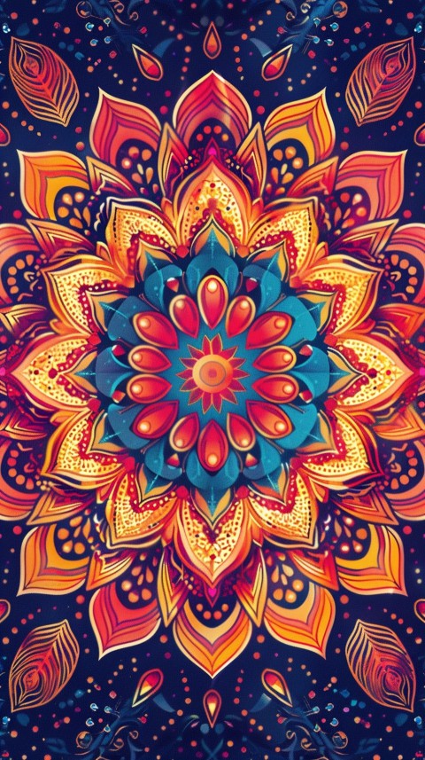 Mandala Style Aesthetic Art Colorful Flower Design Pattern (171)