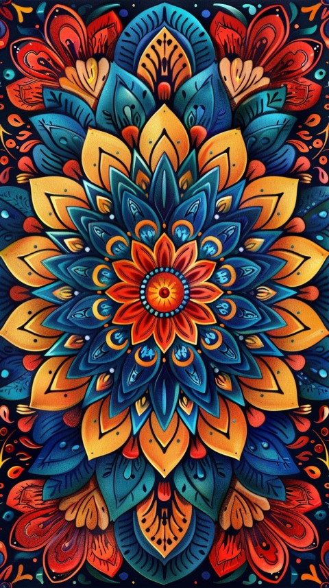 Mandala Style Aesthetic Art Colorful Flower Design Pattern (153)