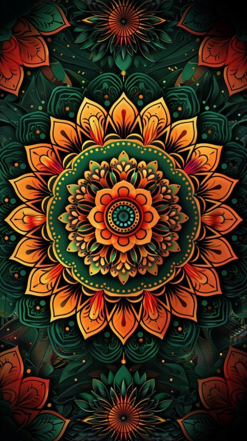 Mandala Style Aesthetic Art Colorful Flower Design Pattern (162)