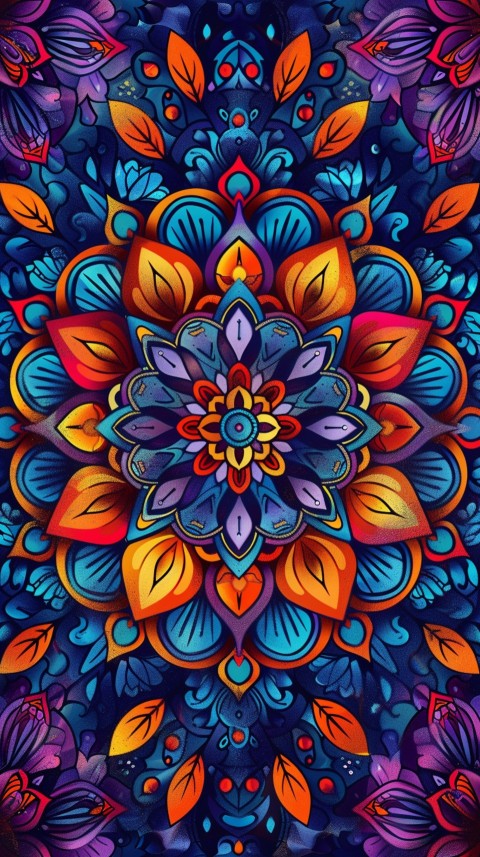 Mandala Style Aesthetic Art Colorful Flower Design Pattern (187)