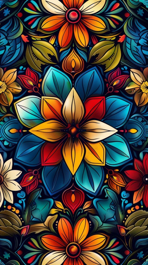 Mandala Style Aesthetic Art Colorful Flower Design Pattern (195)