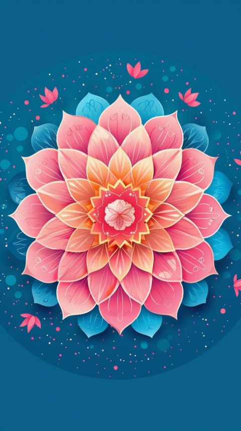 Mandala Style Aesthetic Art Colorful Flower Design Pattern (229)